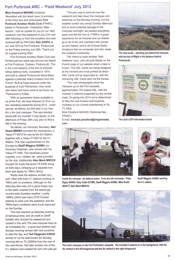 Practical Wireless Magazine July 2013 - Fort Purbrook ARC Article