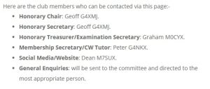 Committee Roles as displayed on the Website